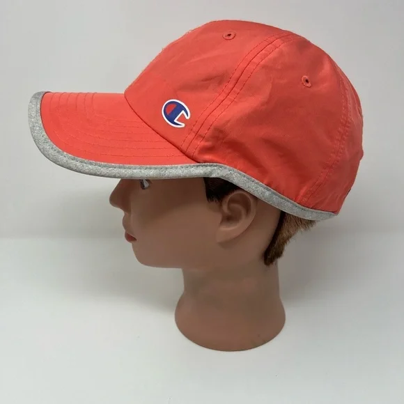 Champion Women’s Adjustable Hat Coral Pink White C Embroidered Logo Baseball Hat - Picture 2 of 11
